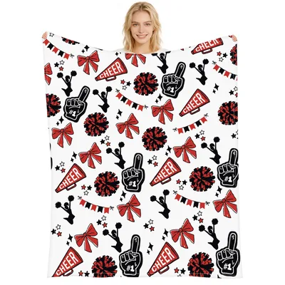 Cheerleader Pom Poms Megaphone Blanket for Team Spirit Lovers