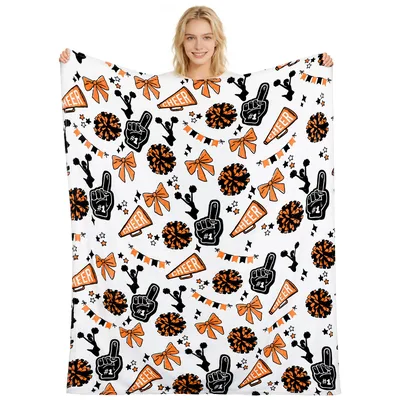 Cheerleader Pom Pom Blanket: Orange Cheer Theme Design