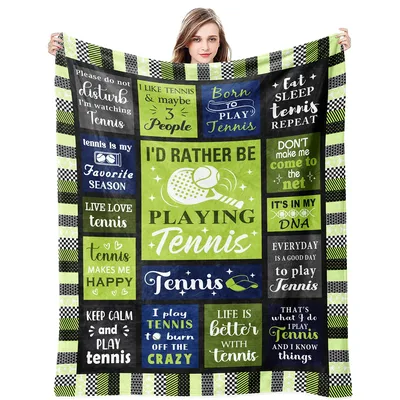 Tennis Lover Sports Fan Blanket: I'd Rather Be Playing Tennis Design