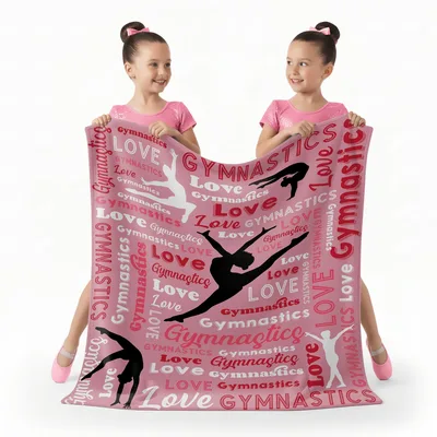 Love Gymnastics Silhouettes Blanket for Young Athletes