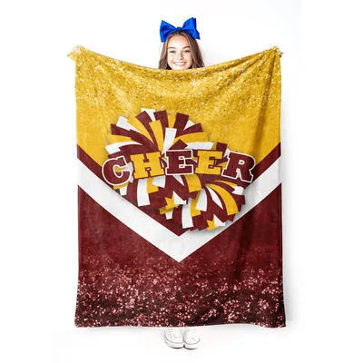 Cheer Pom Poms Gold Blanket: Glittery Pom Design for Cheer Enthusiasts
