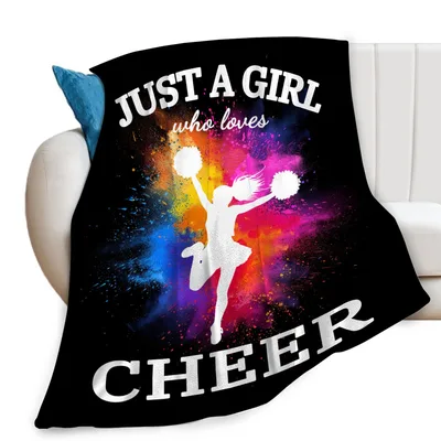 Cheerleader Silhouette Colorful Blanket for Cheer Enthusiasts