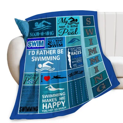 Swimming Lover Swimmer Blanket featuring a collage of pool quotes