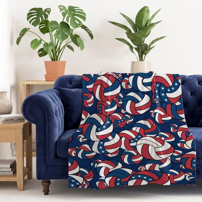 Volleyball American Flag Pattern Blanket: Patriotic Sports Design