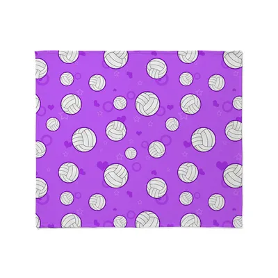 Volleyball Pattern Purple Blanket for Court Lovers