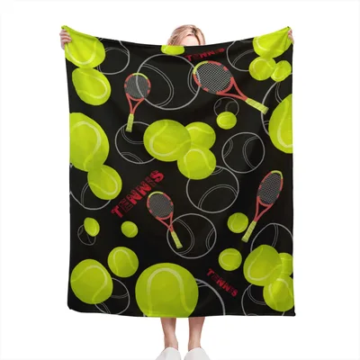 Neon Tennis Balls Blanket featuring bright lime green balls