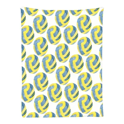 Volleyball Pattern Blanket: Watercolor Blue and Yellow Ball Design