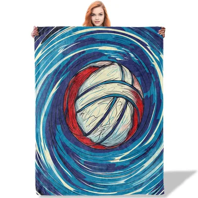 Swirling Volleyball Sketch Blanket: Dynamic Art for Court Fans