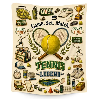 Tennis Gear Sports Lover Blanket featuring vintage rackets