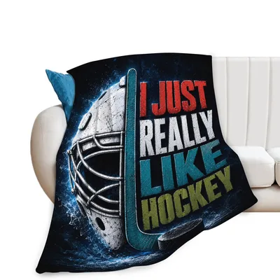 Hockey Goalie Mask Blanket: I Just Really Like Hockey Design