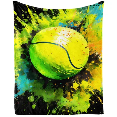 Tennis Ball Art Blanket: Vibrant Splash Design for Court Lovers