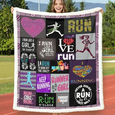 I Love Running Quote Blanket for Track Lovers