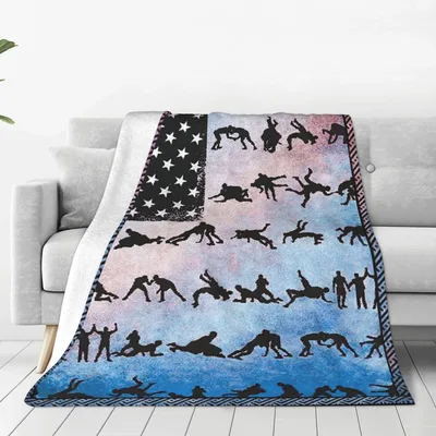 American Flag Wrestling Silhouettes Blanket No. 2