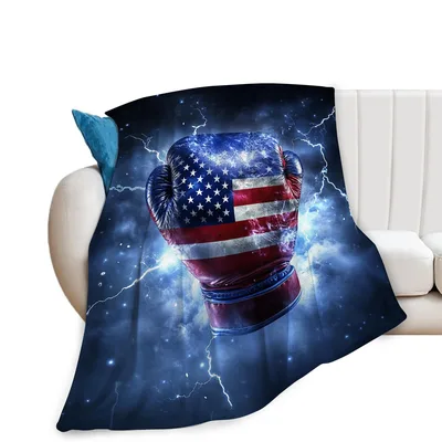 Boxing Glove American Flag Blanket: Patriotic Lightning Design