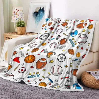 Sports Balls and Equipment Pattern Blanket