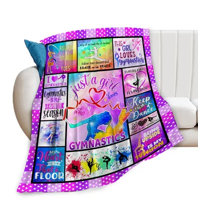 Just a Girl Who Loves Gymnastics Blanket featuring colorful patches
