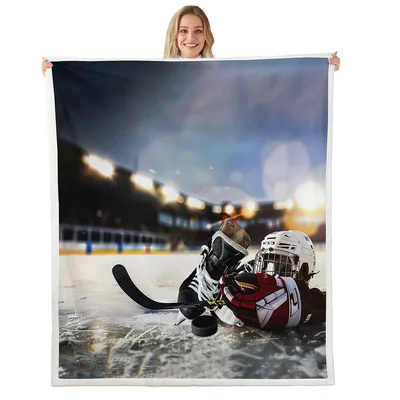 Hockey Rink Blanket: Helmet and Gear on the Ice