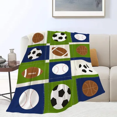 Multi Sports Ball Patchwork Blanket for Athletes and Fans