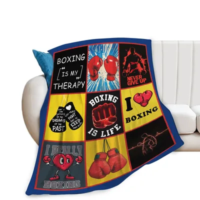 Boxing Is My Therapy Blanket featuring red gloves