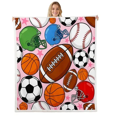 Sports Balls Pattern Blanket featuring footballs baseballs