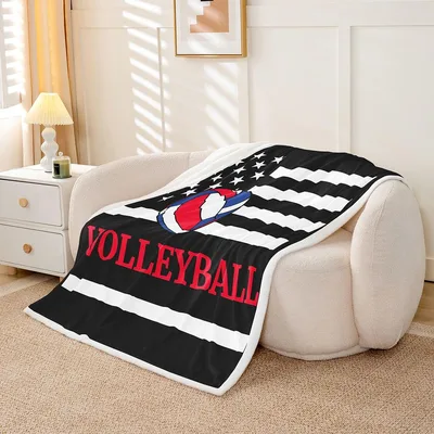 Volleyball American Flag Blanket: Sports Theme Throw for Fans