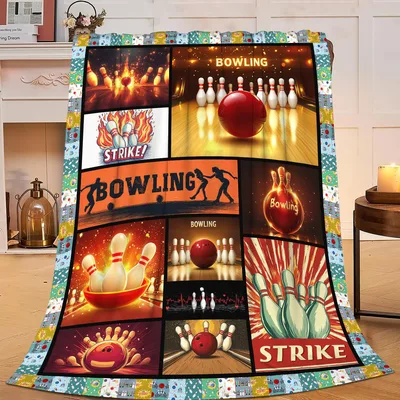 Bowling Pins and Strike Blanket for Lovers of the Game