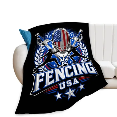 Fencing USA Crossed Swords Blanket for American Fencers
