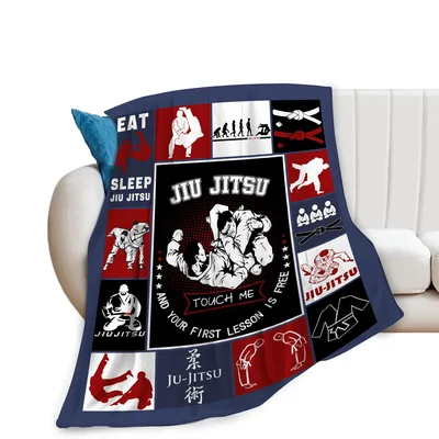 Jiu Jitsu Martial Arts Collage Blanket for Grapplers and Gi Lovers