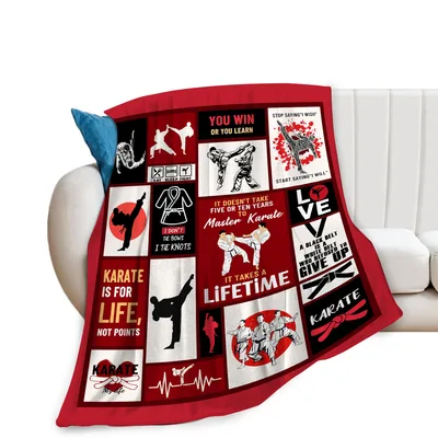 Karate Is for Life Blanket: A Collage of Dojo Wisdom and Discipline