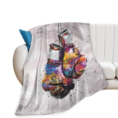 Graffiti Boxing Gloves Design Blanket: Urban Art Sport Throw