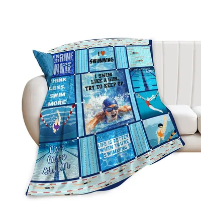 Swimming Quotes Pool Photos Blanket for Competitive Swimmers