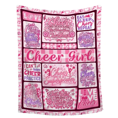 Cheer Girl Words Collage Blanket for Passionate Cheerleaders