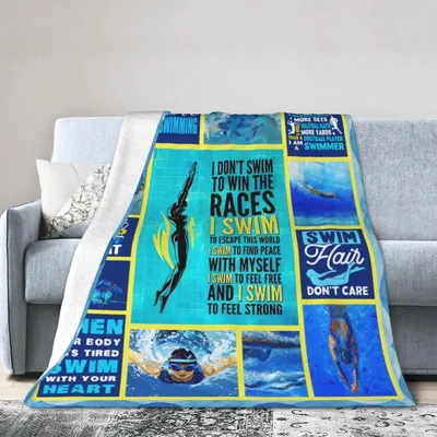 Swimming Girl Inspirational Quote Blanket for Poolside Cozy Moments