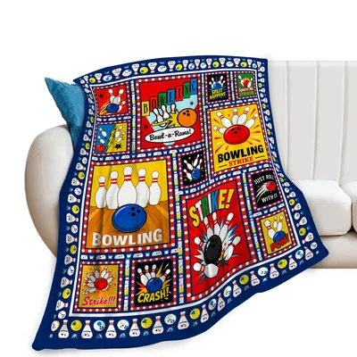 Retro Bowling Pattern Blanket featuring vintage strike graphics
