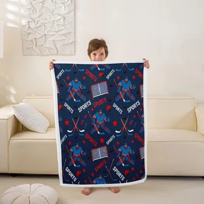 Ice Hockey Sticks Blanket: Puck Drop Design for Fans