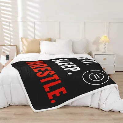 Eat Sleep Wrestle Blanket: Bold Wrestling Theme for Fans