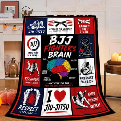 Jiu-Jitsu Fighters Brain Blanket features a colorful brain