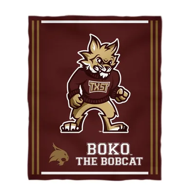 Bobcat Mascot Holding Fists Blanket: Boko the Bobcat Maroon Design