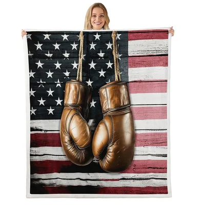 Boxing Gloves on American Blanket: Vintage Leather Design