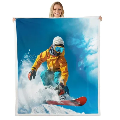 Snowboarder Extreme Sports Art Blanket: Action-Packed Winter Design