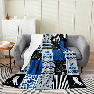 Eat Sleep Hockey Pattern Blanket for Players Who Live the Game
