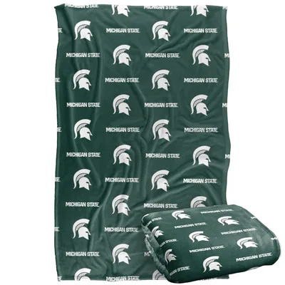 Team Helmet Logo Pattern Blanket: Michigan State Spartan Design