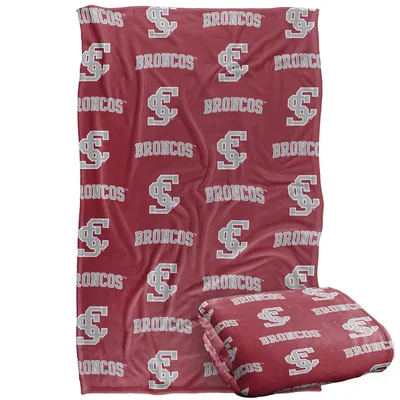 Repeating Red Team Logo Blanket: Broncos Maroon Pattern Design