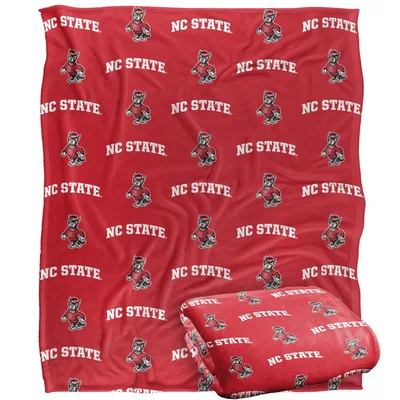 Team Mascot Logo Pattern Blanket for NC State Wolfpack Fans