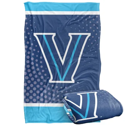 Team V Logo Stripes Blanket: Navy and Cyan Collegiate Design with Dots