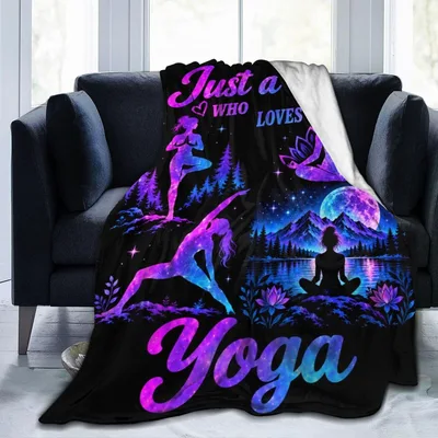 Just a Girl Blanket Featuring Cosmic Yoga Art and Silhouettes