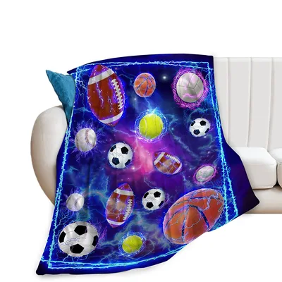 Galaxy Sports Balls Pattern Blanket: Cosmic Athlete Throw