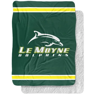 Dolphin Logo Green Stripes Blanket: Le Moyne Dolphins Team Design