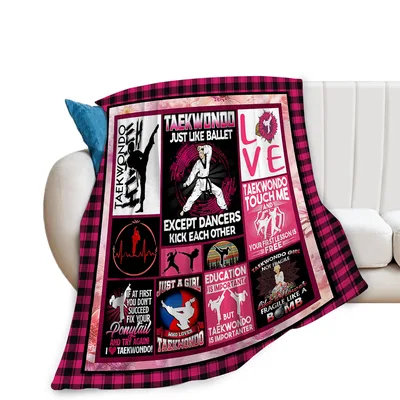 Taekwondo Typography Pattern Blanket: Martial Arts Humor Design