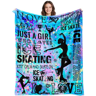 Ice Skating Love Word Blanket for Figure Skating Fans